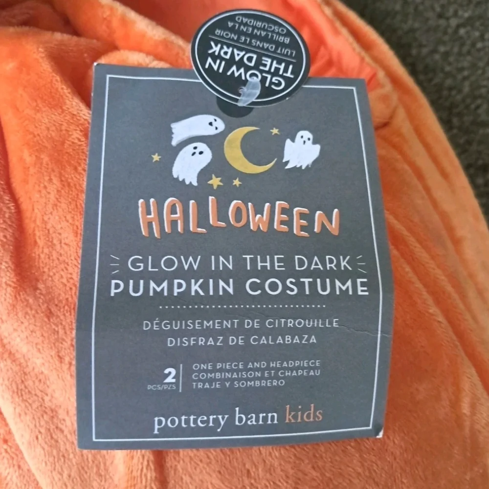 Pottery Barn Kids Glow-in-the-Dark Pumpkin Costume NWT Halloween - Picture 3 of 6